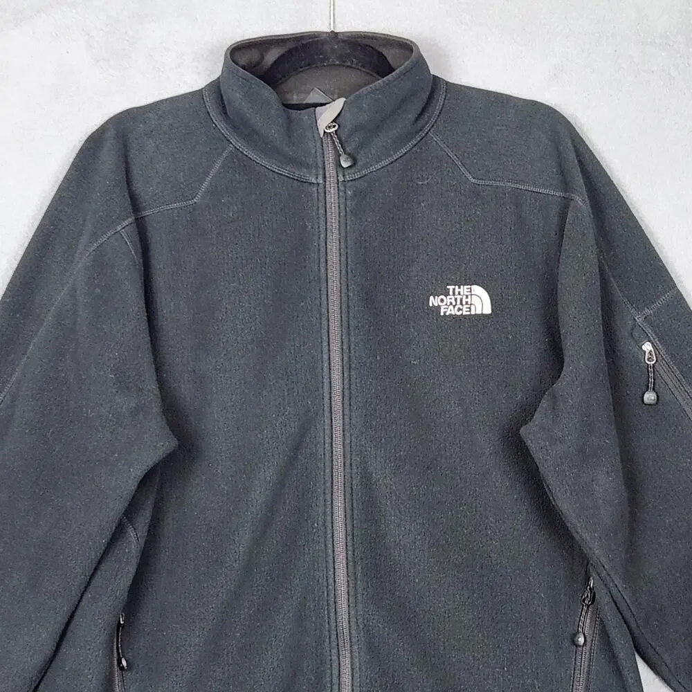 NORTH FACE Jacket Mens Large Black WindWall Full Zip Fleece Outdoors Hiking Warm